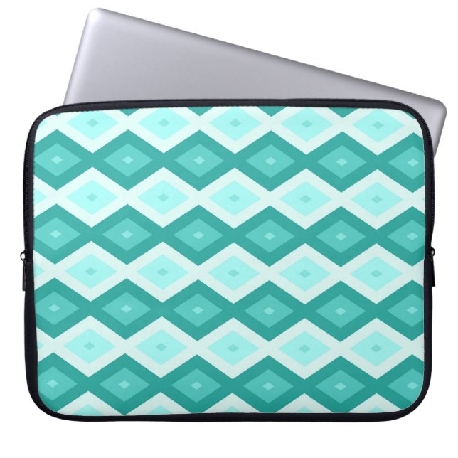 Turkooisdiamantpatroon Laptop Sleeve (Voorkant)