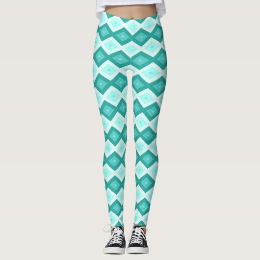 Turkooisdiamantpatroon Leggings (Voorkant)