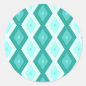 Turkooisdiamantpatroon Ronde Sticker (Voorkant)