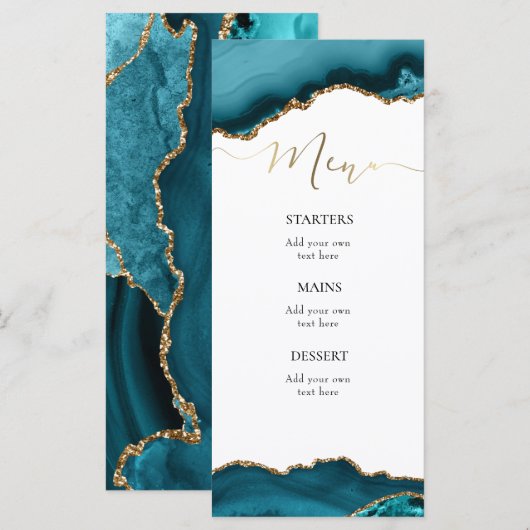 turkooise blauwgroen agate Menu (Voorkant / Achterkant)