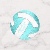 turkooise blauwgroen volleybalverjaardagsfeestje v confetti (Kleine voorkant)