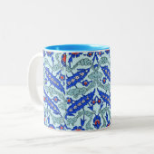 Turkooise Blue Tile Pattern Tweekleurige Koffiemok (Voorkant links)
