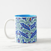Turkooise Blue Tile Pattern Tweekleurige Koffiemok (Links)