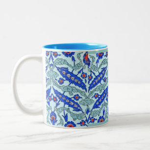 Turkooise Blue Tile Pattern Tweekleurige Koffiemok