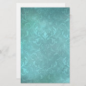  turkooise damask briefpapier (Voorkant / Achterkant)