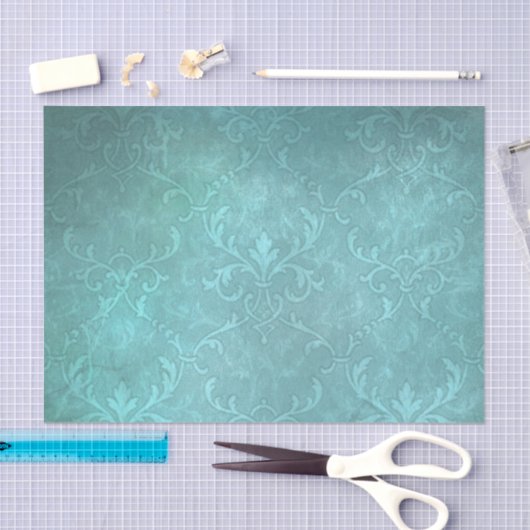  turkooise damask tissuepapier (Craft)