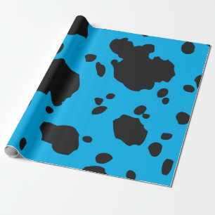 Turkooise en Black Koe Spots Animal Print Cadeaupapier