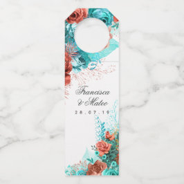 Turkooise en koraalflesfles voor tropische Floral Flessenhanger