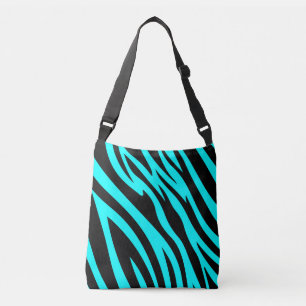 Turkooise en zwarte dierlijke afdruk crossbody tas