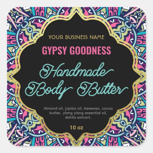 Turkooise Etiket voor etnische sierplanten Etnisch (Voorkant)