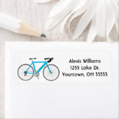 turkooise fiets op wit etiket (Insitu)