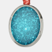 Turkooise Fonkeling Metalen Ornament (Links)