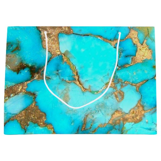 turkooise gemstone Gift Bag Groot Cadeauzakje (Voorkant)