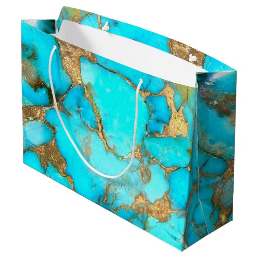 turkooise gemstone Gift Bag Groot Cadeauzakje (Achterkant Gekanteld)