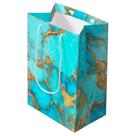 turkooise gemstone medium Gift Bag Medium Cadeauzakje (Voorkant Gekanteld)