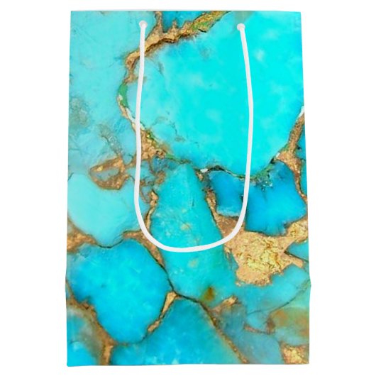 turkooise gemstone medium Gift Bag Medium Cadeauzakje (Achterkant)