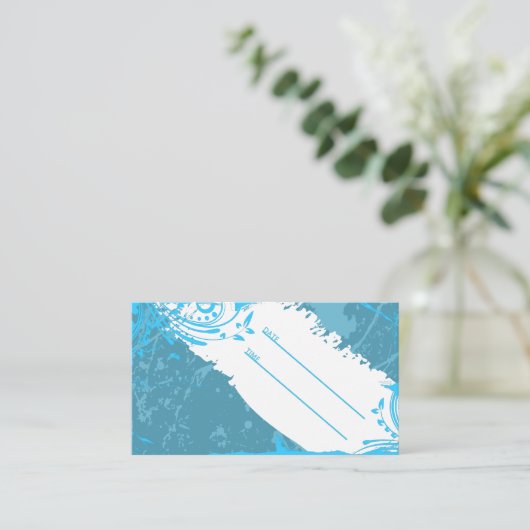 turkooise grunge - afsprakkaart afsprakenkaartje (Staand voorkant)