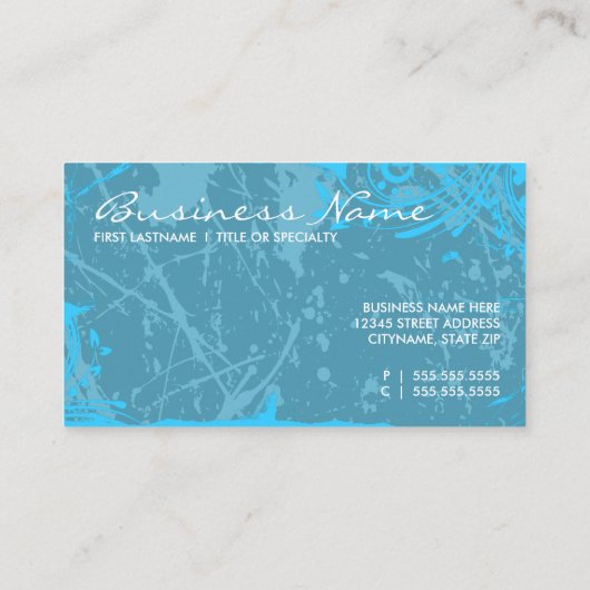 turkooise grunge - afsprakkaart afsprakenkaartje (Achterkant)