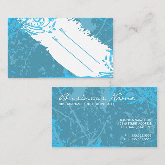 turkooise grunge - afsprakkaart afsprakenkaartje (Voorkant / Achterkant)