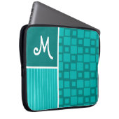 Turkooise Vierkanten; Retro Vierkant Laptop Sleeve (Voorkant Rechts)