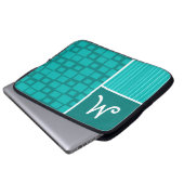 Turkooise Vierkanten; Retro Vierkant Laptop Sleeve (Voorkant onderkant)