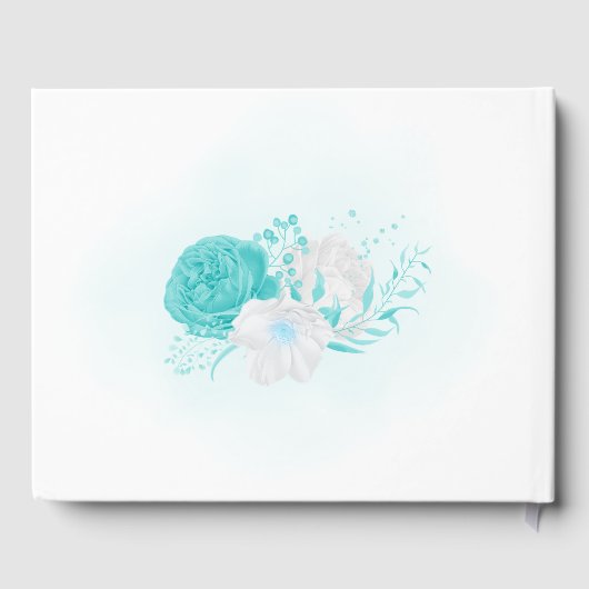 turkooise witte florale bruiloft gastenboek (Achterkant)