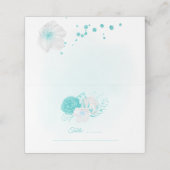 turkooise witte florale bruiloft plaatskaartje (Buitenkant ongevouwen)