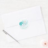 turkooise witte florale bruiloft ronde sticker (Envelop)