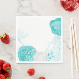 turkooise witte florale bruiloft servet