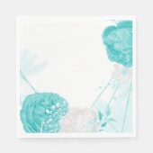 turkooise witte florale bruiloft servet (Voorkant)