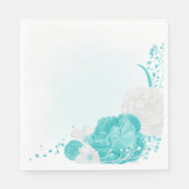turkooise witte florale bruiloft servet (Voorkant)