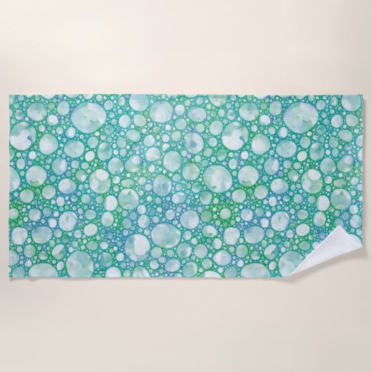Turkooise Zee Schuimbalhanddoek | Bubbel Beach Strandlaken (Voorkant)
