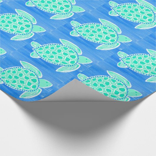 Turkooise Zee Turtle Cadeaupapier (Hoek)