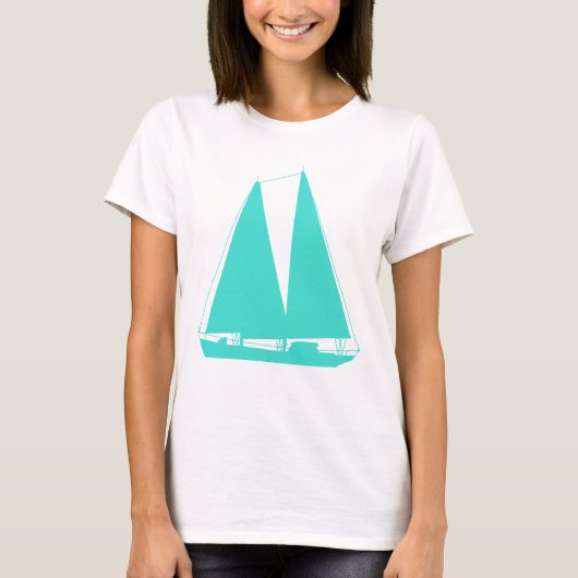 Turkooise ZeevaartZeilboot T-shirt (Voorkant)