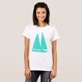 Turkooise ZeevaartZeilboot T-shirt (Voorkant volledig)