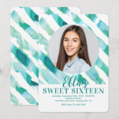 Turkooisen Lintjes Foto Uitnodiging (Voorkant / Achterkant)