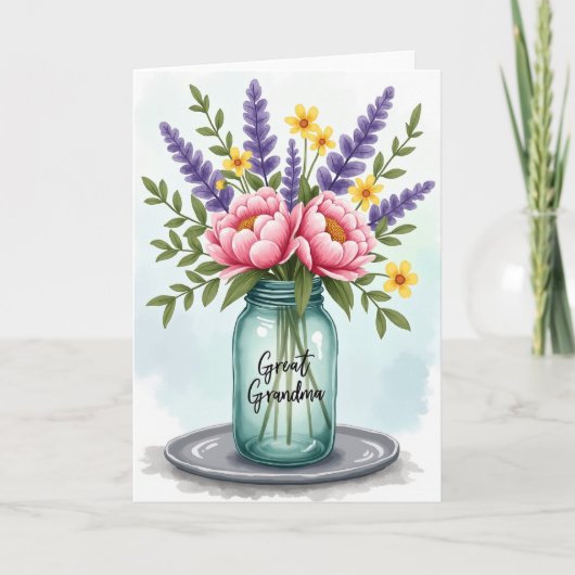 Turkooisen Pot Moederdag Kunstkaart Kaart (Voorkant)