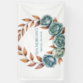 Turkooisen Rozen en Koperen Bladeren Bruidsfeest Spandoek (Verticaal)