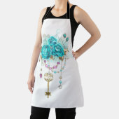 Turkooisen Rozen met Sleutels Schort (Insitu)