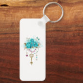 Turkooisen Rozen met Sleutels Sleutelhanger (Achterkant)