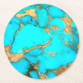 turkooismineraal ronde kartonnen onderzetter (Voorkant)