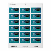 TurkooisPaarse Pauwveer Monogram Adreslabel Etiket (Full Sheet)