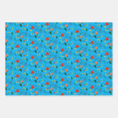 Turkooispatroon rode wilde bloemen, omhuld papier inpakpapier vel (Voorkant)