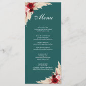Turkooisrode rozen en Pampasgras Menu (Voorkant)