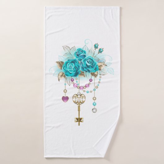 Turkooisrozen met Sleutels Badhanddoek (Badhanddoek)