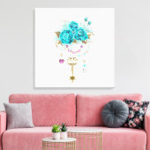 Turkooisrozen met Sleutels Canvas Afdruk (Insitu (Woonkamer))