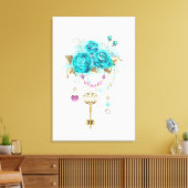 Turkooisrozen met Sleutels Canvas Afdruk (Insitu (Woonkamer))