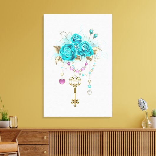 Turkooisrozen met Sleutels Canvas Afdruk (Insitu (Woonkamer))