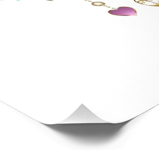 Turkooisrozen met Sleutels Foto Afdruk (Hoek)