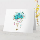 Turkooisrozen met Sleutels Kaart (Gele Bloem)